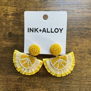 NEW! INK + ALLOY Josephine Raffia Lemon Drop Earrings.